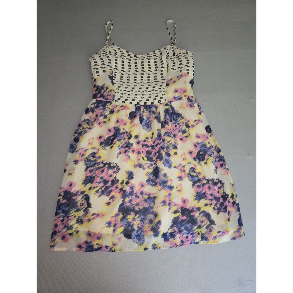 Bar III Women's Large Floral Smocked Midi Dress Adjustable Straps  MultiColor